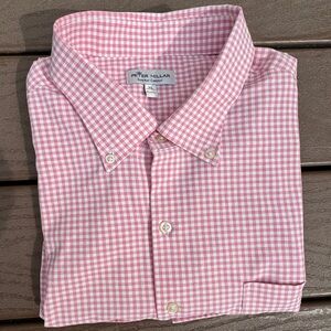 Peter Millar Men's Pink Gingham Button-Down Shirt XL
